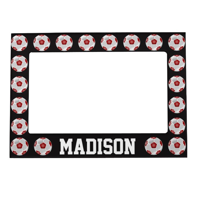 Red Soccer Balls Custom Magnetic Picture Frame (Front)