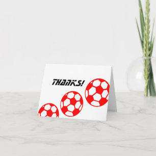 Red Soccer Balls Thanks! Letterpress Thank You Card