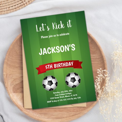 Red Soccer Birthday Invitations