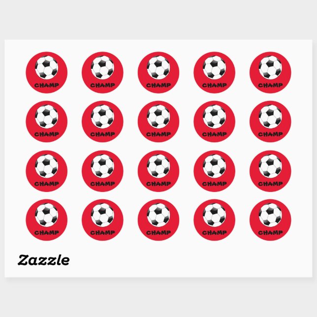 Red Soccer Champ Stickers (Sheet)