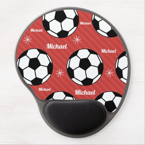 Red Soccer Christmas Striped Festive Ball  Name   Gel Mouse Pad