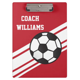 Red Soccer Coach Personalized Clipboard