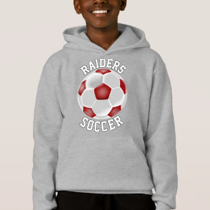Red Soccer Custom Team Player Name and Number Hoodie