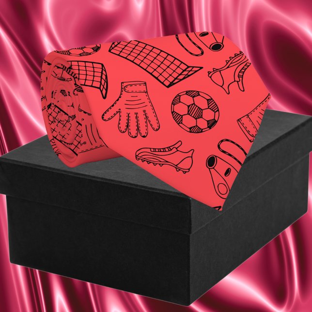 Red Soccer Equipment Pattern Neck Tie (Red Soccer Equipment Pattern Neck Tie)