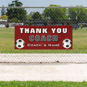 Red Soccer Football Thank you Coach Banner