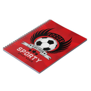 Red Soccer Logo Back to School Boys Gifts Notebook