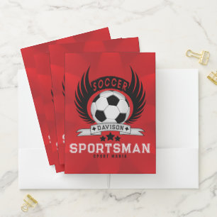 Red Soccer Logo Back to School Boys Gifts Pocket Folder