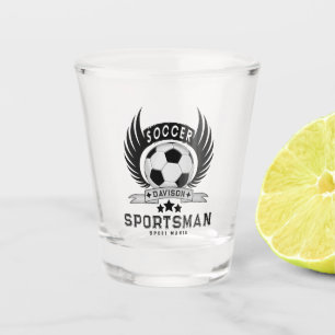 Red Soccer Logo Back to School Boys Gifts Shot Glass