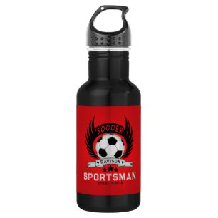 Red Soccer Logo Back to School Boys Gifts Stainless Steel Water Bottle
