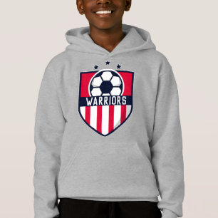 Red Soccer Shield Team, Player Name and Number Hoodie