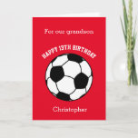 Red Soccer Sport 13th Birthday Card<br><div class="desc">A red soccer 13th birthday card, which you can easily personalize with his name and age if it's a different age. The inside reads a birthday message, which you can easily edit as well. You can personalize the back of this soccer birthday card with the year. Great for soccer lovers....</div>