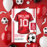 Green Soccer Sports Boy Jersey Kids Birthday Party Invitation