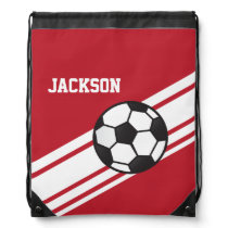 Red Soccer Stripes Drawstring Bag Red Soccer Stripes Drawstring Bag