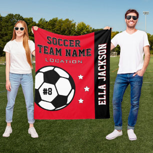 Red Soccer Team Name and Player Fleece Blanket