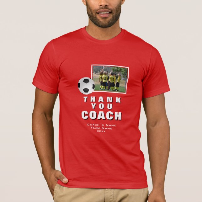 Red Soccer Thank you Coach Team Photo  T-Shirt (Front)
