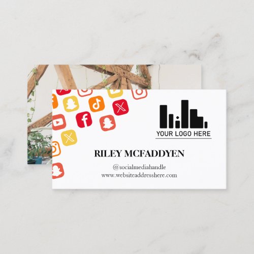 Red Social Media Icons Logo Influencer Podcaster  Business Card
