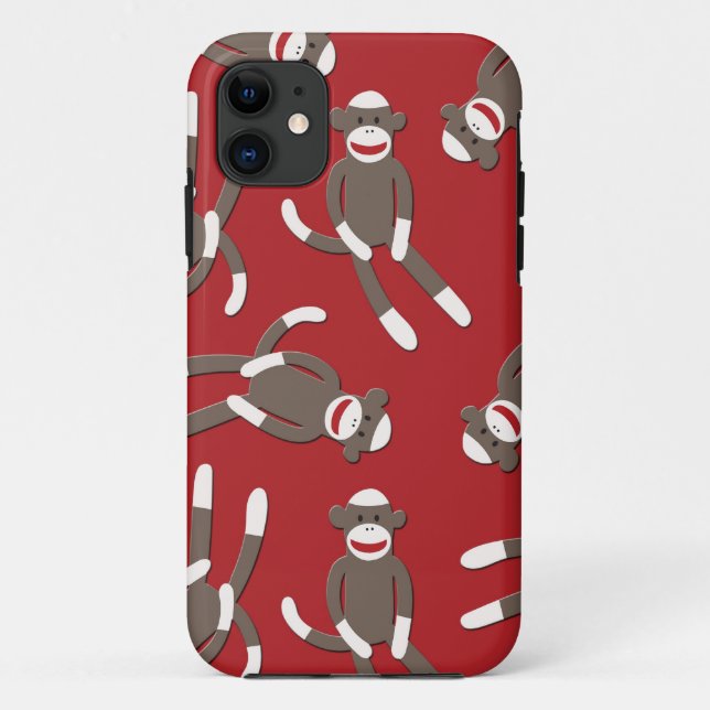 Red Sock Monkey Print Case-Mate iPhone Case (Back)