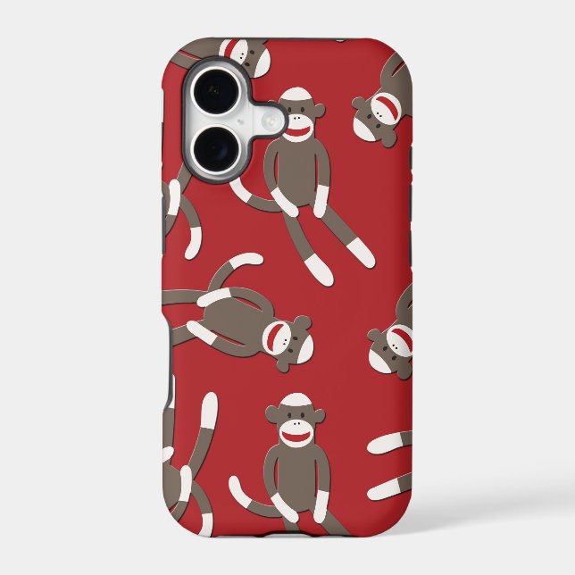 Red Sock Monkey Print Iphone Case (Back)