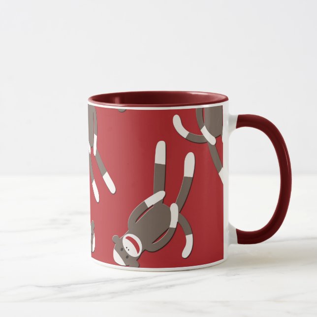 Red Sock Monkey Print Mug (Right)
