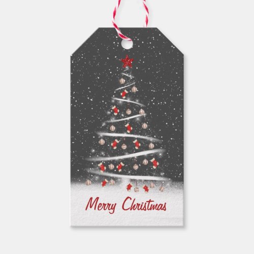 Red Socks and Baseball Christmas Tree  Gift Tags