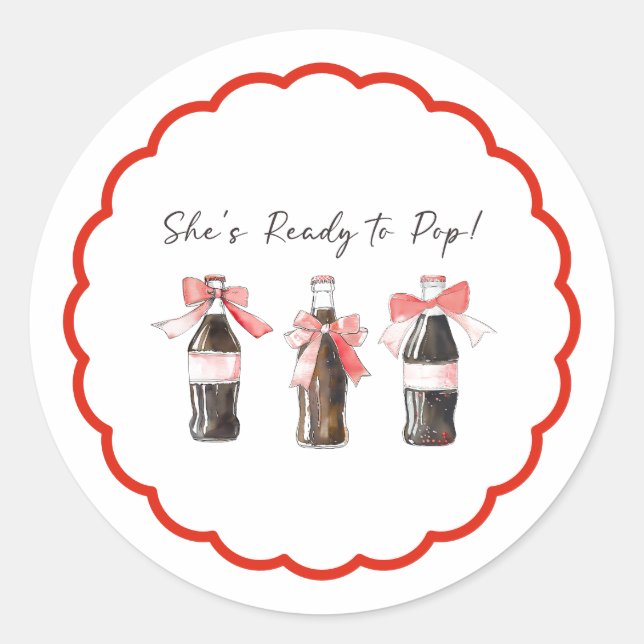 Red Soda Baby Ready to POP Round Sticker (Front)