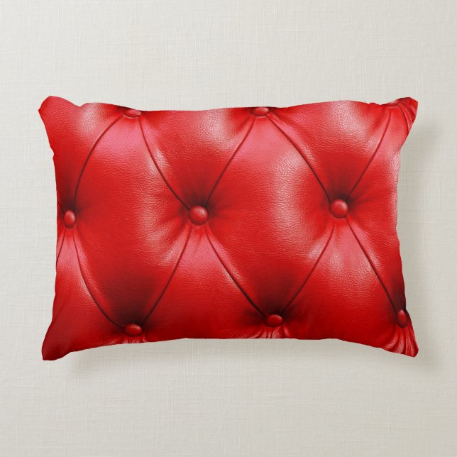 Red sofa leather texture accent pillow (Front)