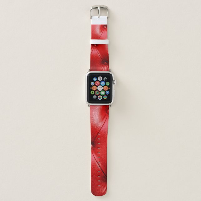 Red sofa leather texture apple watch band (Front)