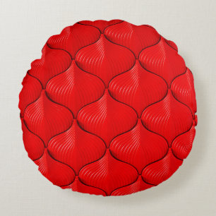 Red sofa leather texture round pillow