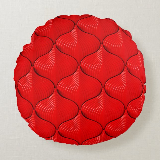 Red sofa leather texture round pillow (Front)
