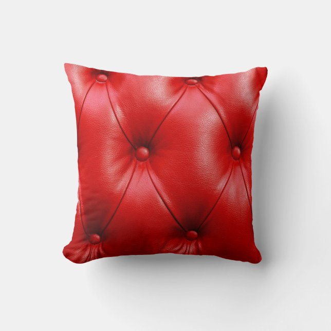 Red sofa leather texture throw pillow (Front)
