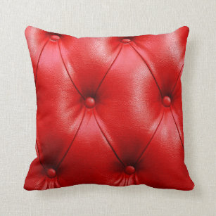 Red Leather Decorative Throw Pillows, Red Leather Throw Pillows