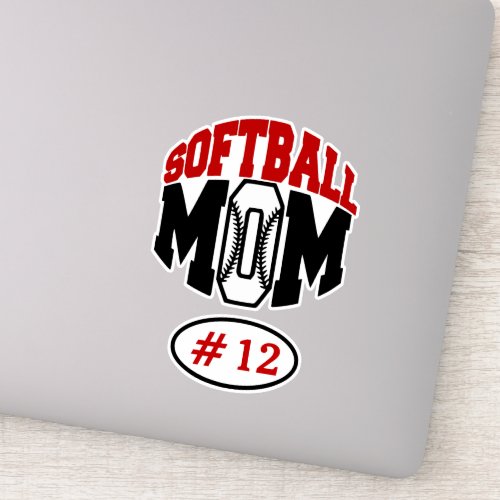 Red Softball Mom Contour Sticker