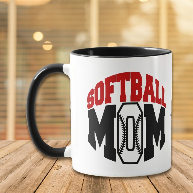 Red Softball Mom Personalized Mug (Creator Uploaded)