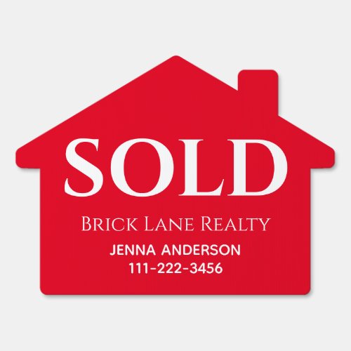 Red Sold Real Estate Contact Info  Sign