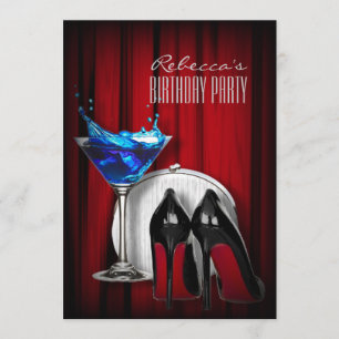 red sole stiletto girly martini cocktail party invitation