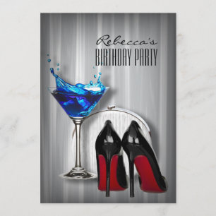red sole stiletto martini girly birthday party invitation