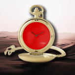 Red Solid Color | Classic | Elegant | Trendy  Pocket Watch<br><div class="desc">Red Solid Color | Classic | Elegant | Trendy | Stylish</div>