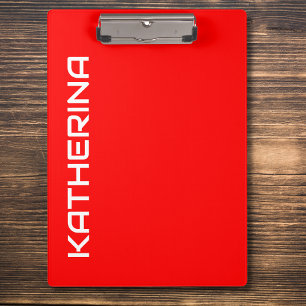 Red Solid Color   Classic White Name Clipboard