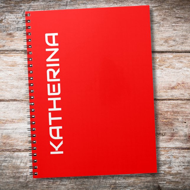 Red Solid Color | Classic White Name Notebook (Creator Uploaded)