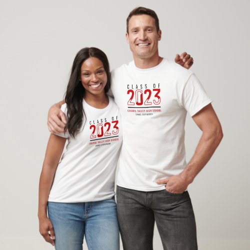 Red Solid  Outline Class of 2023 T_Shirt