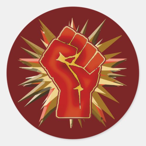 Red Solidarity Fist to Customize on Tshirts Classic Round Sticker