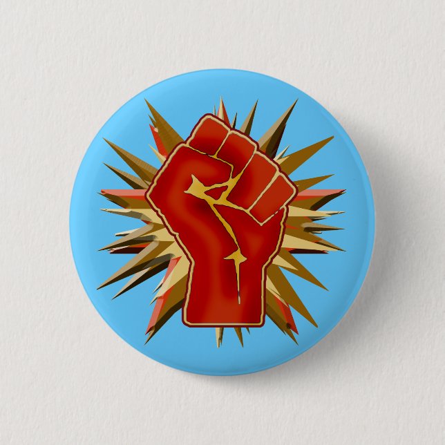 Red Solidarity Fist to Customize on Tshirts Pinback Button (Front)