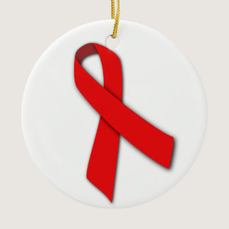 Red Solidarity Ribbon of People Living with AIDS Ceramic Ornament