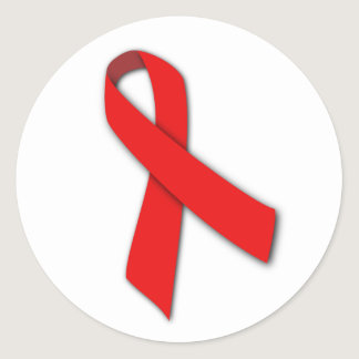 Red Solidarity Ribbon of People Living with AIDS Classic Round Sticker