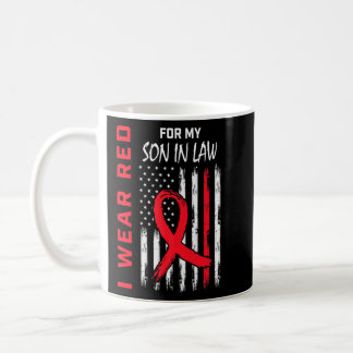 Red Son In Law Heart Disease Awareness Flag Matchi Coffee Mug