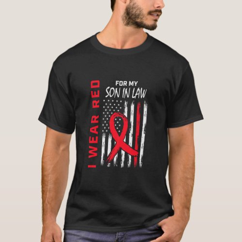 Red Son In Law Heart Disease Awareness Flag Matchi T_Shirt