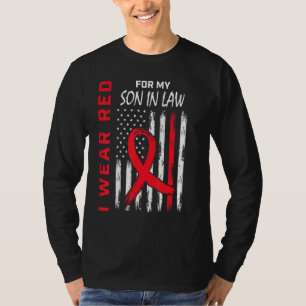 Red Son In Law Heart Disease Awareness Flag Matchi T-Shirt