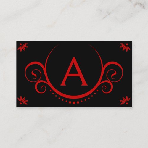 red sophistications monogrammed business card