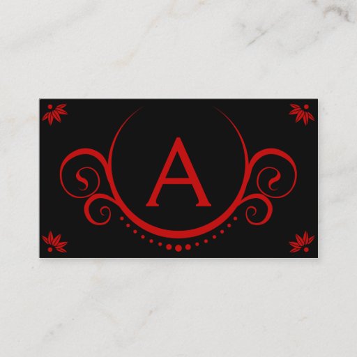 Customizable red sophistications monogrammed business card