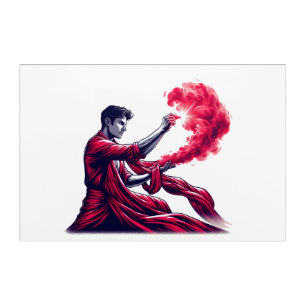 Red Sorcerer - Mystic Crimson Flame Magic Acrylic Print